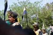 Diese Reiter trugen die Uniformen der Palastwachen des Maharajas von Mysore.